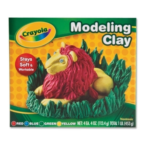 Crayola Modeling Clay, Nondrying,4 oz. Pieces,4 Ct,Assorted Colors