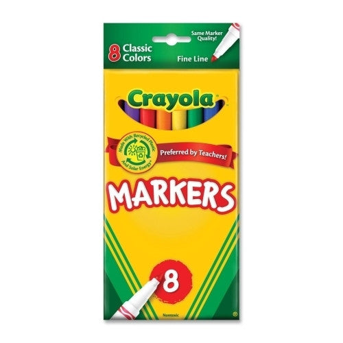 Crayola Classic Markers,Fine Tip,8/ST, Assorted