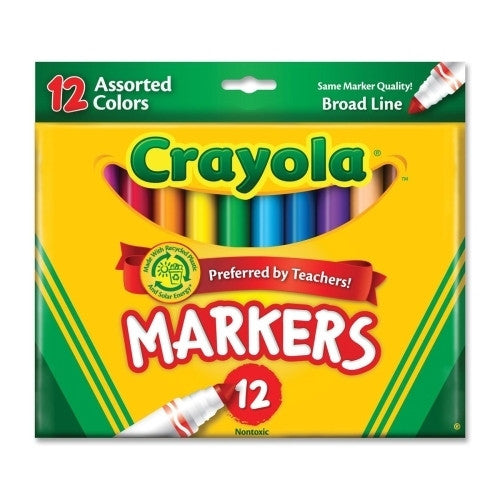 Crayola Classic Markers, Conical Tip, 12/ST, Nontoxic, Assorted