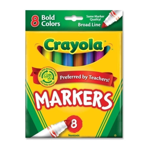 Crayola Bold Markers, Conical Tip, Nontoxic, 8/ST, Ast