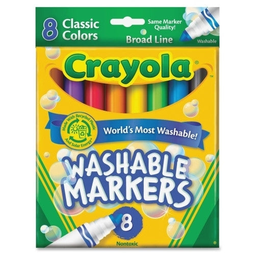 Crayola Washable Markers, Conical Tip, Nontoxic, 8-Count, Assorted