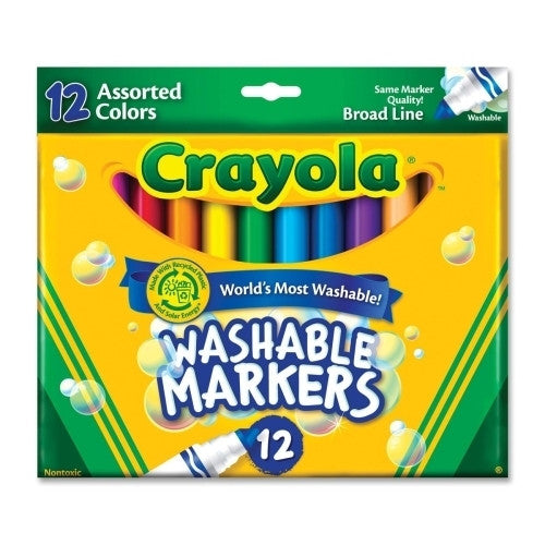 Crayola Washable Markers, Conical Tip, Nontoxic, 12/ST, Assorted