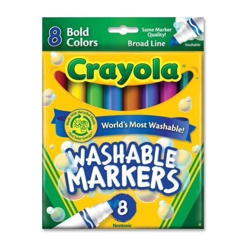 Crayola Washable Bold Markers, Broad Tip, Nontoxic, 8/ST, AST