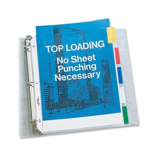 C-Line Products, Inc. Top Load Sheet Protector, 5 Tab, 8-1/2"x11", Assorted Colors