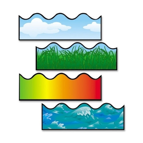 Carson-Dellosa Publishing Scalloped Border,Includes Clouds/Grass/Ocean Waves/Rainbow