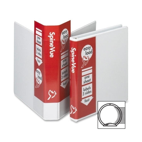 Cardinal Brands, Inc Vinyl SpineVue Ring Binder, 1" Capacity, 11"x8-1/2", White