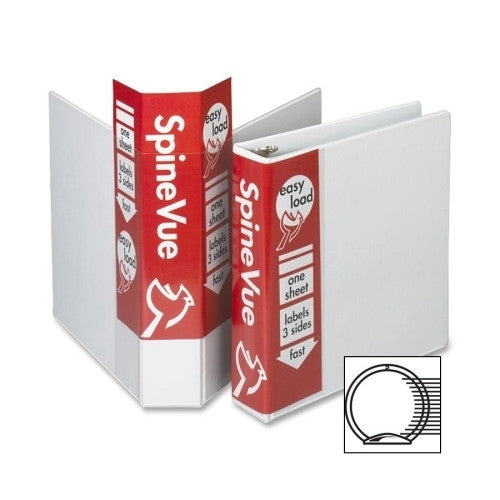 Cardinal Brands, Inc Vinyl SpineVue Ring Binder, 3" Capacity, 11"x8-1/2", White