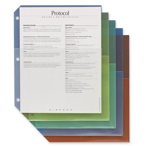 Cardinal Brands, Inc Ring Binder Poly Pockets , 11"x8-1/2", 5/PK, Assorted Colors