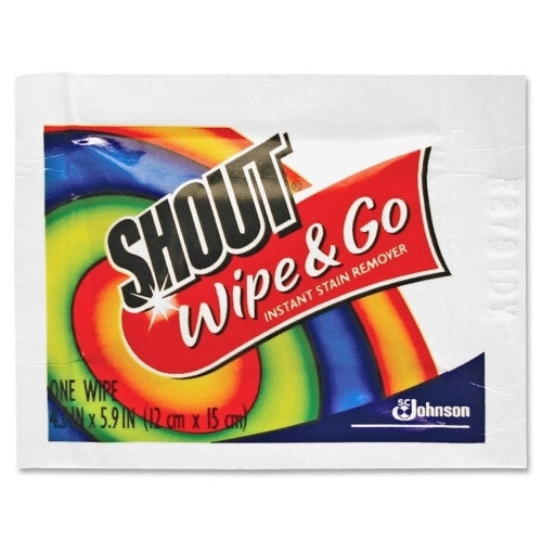 JohnsonDiversey Shout Instant Stain Remover Wipes,Individually Wrapped,80/CT