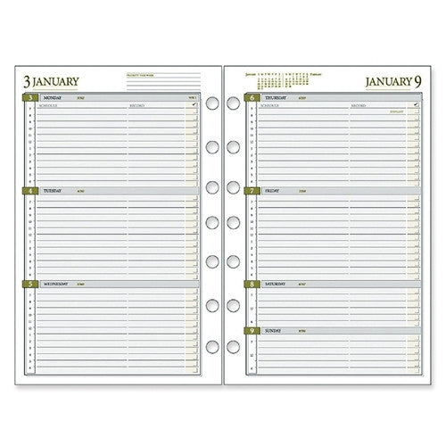 Weekly Planner Calendar Refill, Jan-Dec, 5-1/2"x8-1/2"