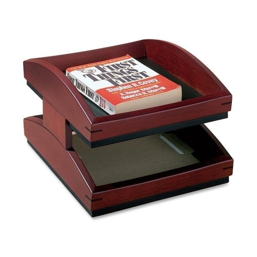 Rolodex Corporation Executive Double Letter Tray, Wood, Mahogany