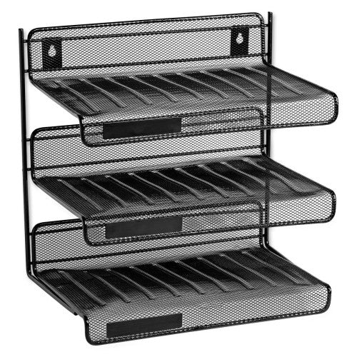 Rolodex Corporation 3 Tier Desk Shelf, Mesh, 12-1/2"x9-1/4"x12-1/2", Black