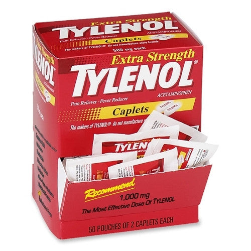 McNeil Industries Tylenol Extra Strength Caplet Refills, 2/PK, 50 PK/BX