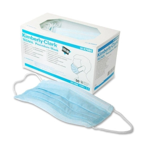 Kimberly-Clark Tecnol Procedure Mask,Pleat,Earloops,Latex Free,50/CT,Blue