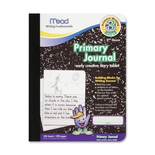 Mead Primary Journal,Narrow Ruled,9-3/4"x7-1/2",WE Paper/BK Cvr.