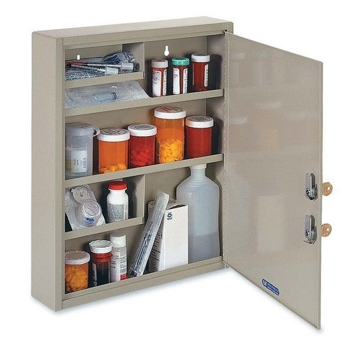 MMF Industries Drug Cabinet, 2 Keyed Locks, 14"x3-1/8"x17-1/8", Sand