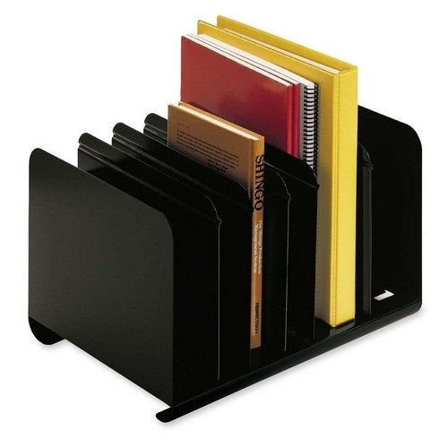 MMF Industries Adjustable Book Rack,6 Compartments,15"x11"x8-13/16",Black