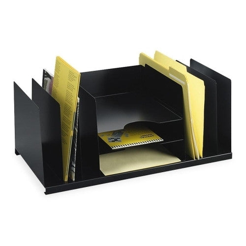 MMF Industries Desk Organizer, 9 Compartment, 21-1/2"x11"x8-3/4", Black