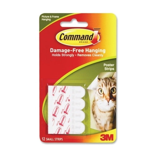 3M Commercial Office Supply Div. Command Adhesive Poster Strips, Removable, 12/PK