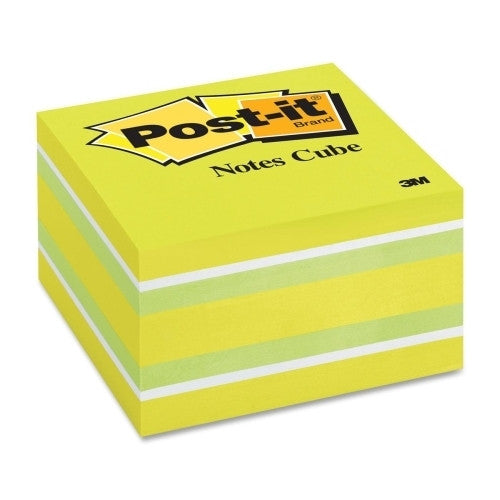 3M Commercial Office Supply Div. Note Cubes, 3"x3", 470 Sheets, Ribbon Candy Striped