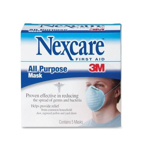 3M Commercial Office Supply Div. All-Purpose Mask, Filters 99 Percent Bacteria, 5/BX, Blue