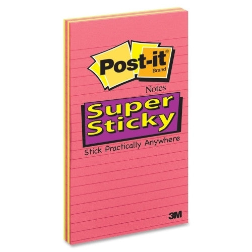 3M Commercial Office Supply Div. Super Sticky Pads,Lined,45 Sh/Pad,5"x8",Green/Grape