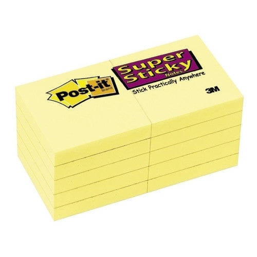 3M Commercial Office Supply Div. Super Sticky Pads, 90 Sheets/PD, 2"x2", 10/PK, Canary