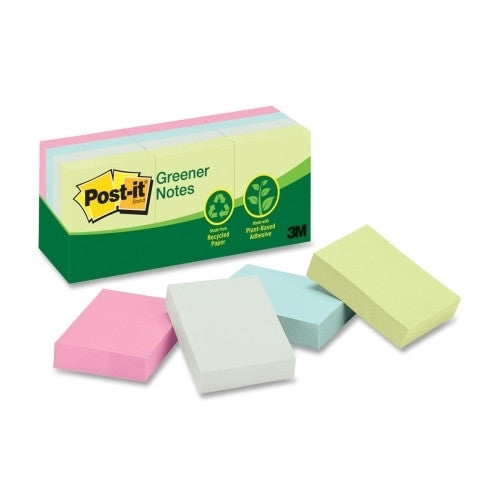 3M Commercial Office Supply Div. Post-it Notes,Recycled,1-1/2"x2",12/PK,Assorted Pastel