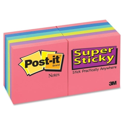 3M Commercial Office Supply Div. Super Sticky Pads,3"x3",12/PK,90/Sheet Pad,Ultra Assorted