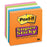 3M Commercial Office Supply Div. Super Sticky Pads, 90 Sheets/PD, 3"x3", 5/PK, Neon Fusion