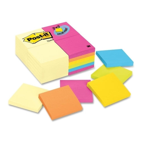 3M Commercial Office Supply Div. Post-it Notes, 3"x3", 90 Sheets/Pad, 24/PK, Assorted