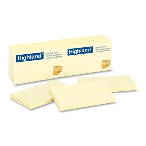 3M Commercial Office Supply Div. Self-Sticking Notes, 3"x5", 100 Sheets/PD, 12/PK, Yellow