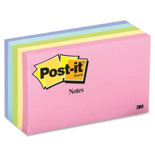 3M Commercial Office Supply Div. Post-it Notes, Original, 3"x5", 5/PK, Assorted Pastel