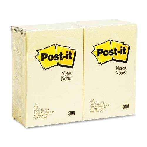 3M Commercial Office Supply Div. Post-it Notes,Original Pads,4"x6",100 SH/PD,12/PK,Canary