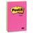 3M Commercial Office Supply Div. Post-it Notes,Lined,4"x6",3/PK,100 Sh/Pad,Neon Fusion