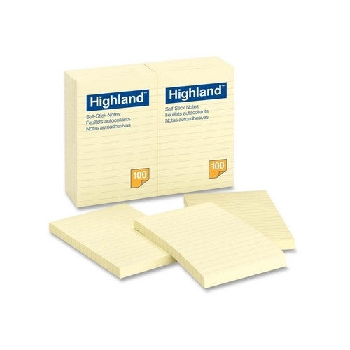 3M Commercial Office Supply Div. Self-Stick Notes, Lined, 4"x6", 100 Sh/PD, 12PD/PK, Yellow