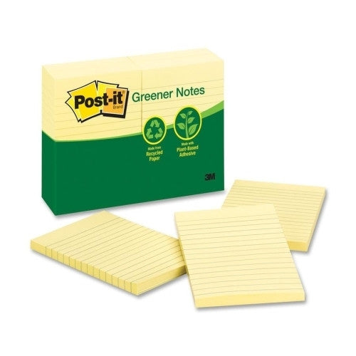 3M Commercial Office Supply Div. Post-it Notes, Lined, 4"x6", 100 Sh/PD, 12/PK, CYW