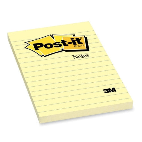 3M Commercial Office Supply Div. Post-it Notes, Lined, 100 Sh/Pad, 4"x6", 12/PK, Yellow