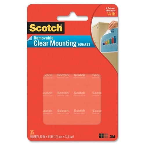 3M Commercial Office Supply Div. Adhesive Mounting Squares, Removable, 11/16"x11/16", Clear