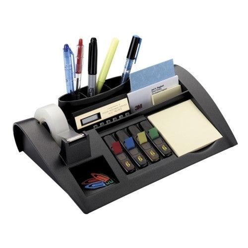 3M Commercial Office Supply Div. Weighted Desktop Organizer,7 Compartments,12"x8"x3",Charcoal