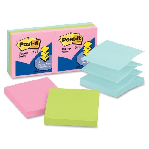 3M Commercial Office Supply Div. Post-it Notes, Pop Up, 3"x3", 6/PK, Assorted Pastels