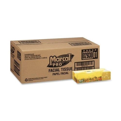 Marcal Paper Mills, Inc. Facial Tissue,2-Ply,Soft,4-1/2"x8-3/5"x1-4/5",30 BX/CT,WE