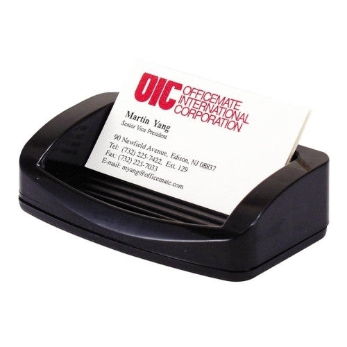 Officemate International Corp Business Card/Clip Holder, 4-3/4"x2-3/4"x1-3/8", Black