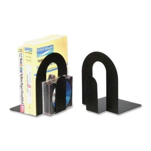 Officemate International Corp Nonskid Steel Bookends, 7-1/2"x7-3/4"x9", Black