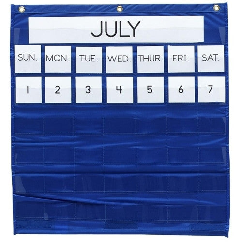 Pacon Corporation Monthly Calendar Pocket Chart, 25"x28", Blue