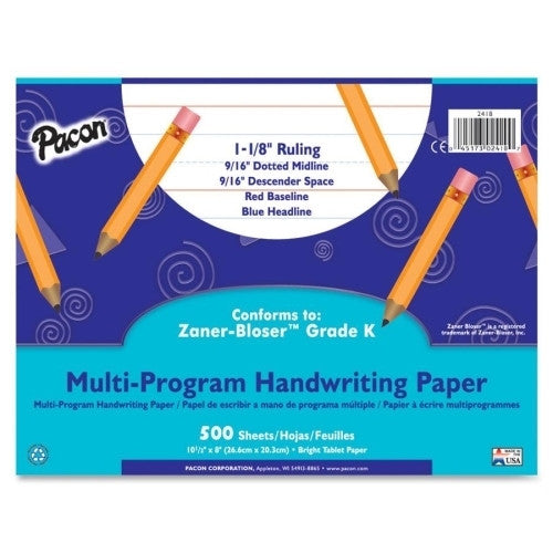 Pacon Corporation Multi-Program Handwriting Papers,10-1/2"x8",1-1/8" Ruled