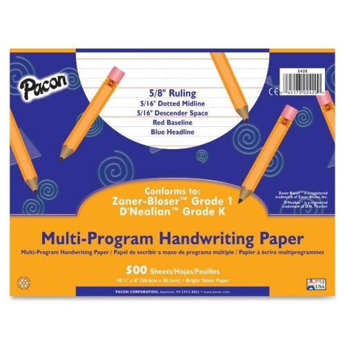 Pacon Corporation Multi-Program Handwriting Papers, 10-1/2"x8", 5/8" Ruled