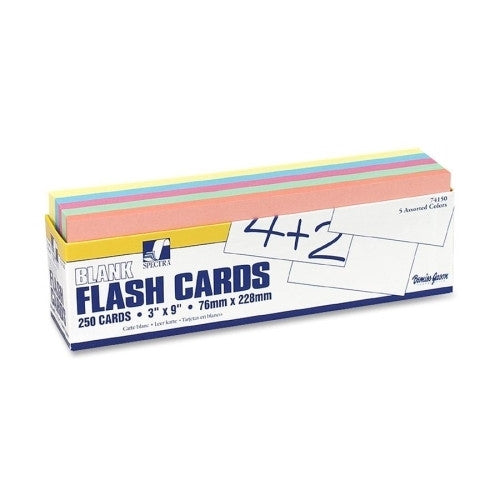 Pacon Corporation Blank Flash Cards, 3"x9", 250/PK, Assorted Colors