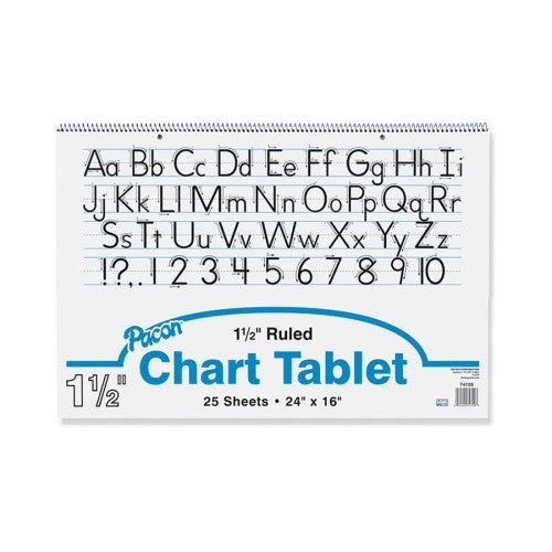 Pacon Corporation Chart Tablet,Manuscript Cover,1-1/2" Ruled,24"x16",25 Sh,WE