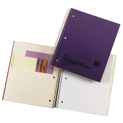 Rediform Office Products Notebook,3 Sub,3HP,120 Sheets,Col/Margin,11"x8-7/8",Assorted